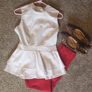 White peplum tank
